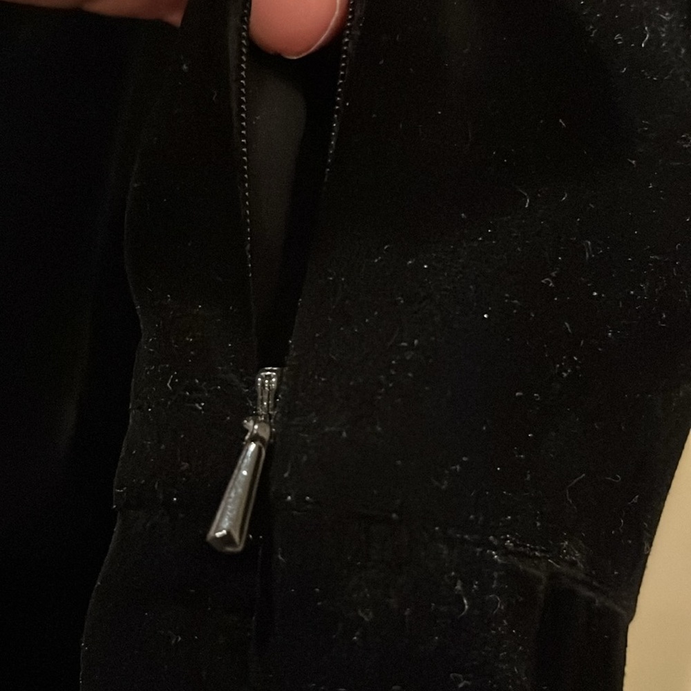 Ann Taylor Loft black velvet top with lace cap sleeves and bodice trim. - Picture 6 of 8